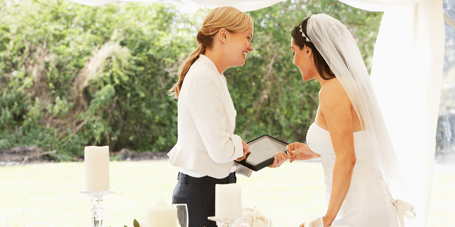 wedding planner and bride